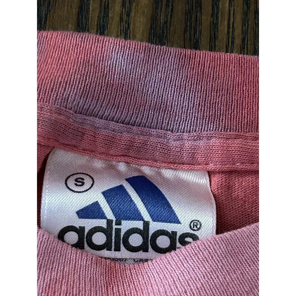 Adidas Shirt Mens S Tie Dye Spell Out Logo Soccer Graphic Tee Pink Red Ombre Y2K